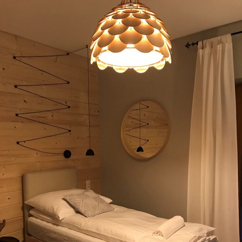 Lampă suspendată mică, lemn natural 1xE27, Burgo Light Prestige