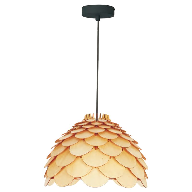 Lampă suspendată mică, lemn natural 1xE27, Burgo Light Prestige