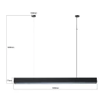 Lampă suspendată L neagră, control inteligent Tuya, LED CCT, Mira Light Prestige