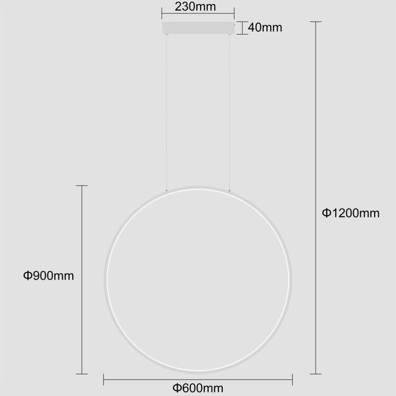 Lampă suspendată albă LED 3000K, model L, Mirror Light Prestige