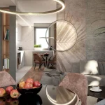Lampă suspendată aurie, IP44, LED CCT, dimensiune L, Mirror Light Prestige