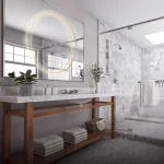 Lampă suspendată aurie, IP44, LED CCT, dimensiune L, Mirror Light Prestige