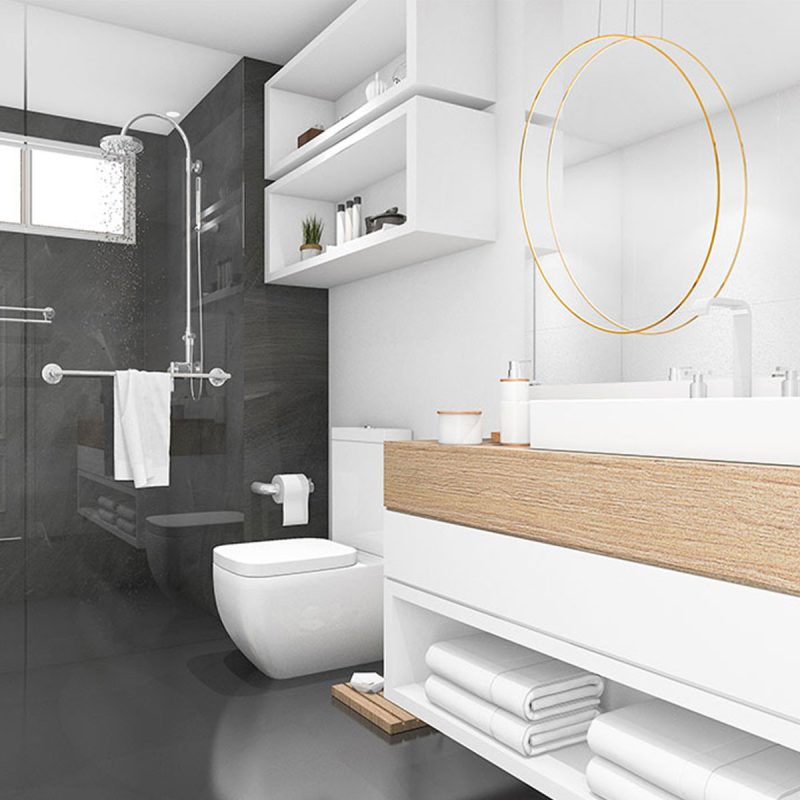 Lampă suspendată aurie, IP44, LED CCT, dimensiune L, Mirror Light Prestige
