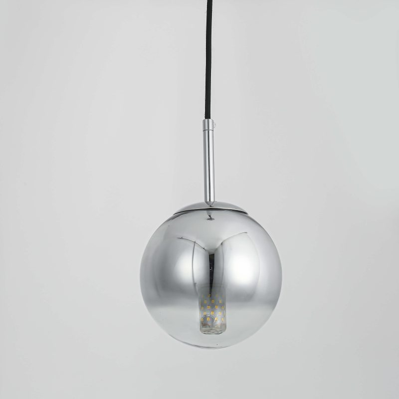 Lampă suspendată crom 1xE14, formă glob, Palla Light Prestige