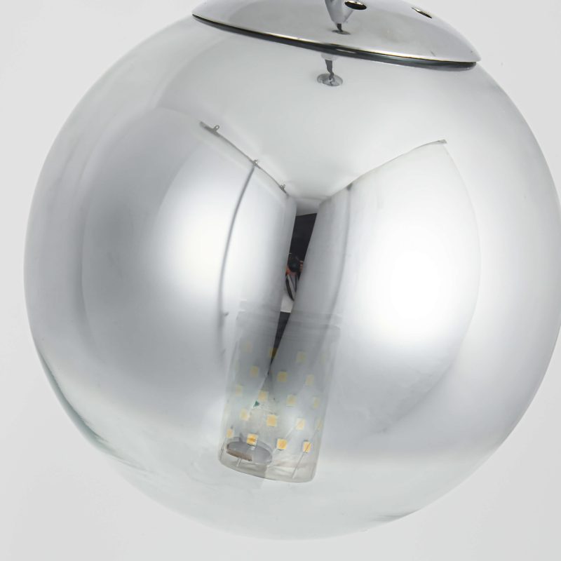Lampă suspendată crom 1xE14, formă glob, Palla Light Prestige