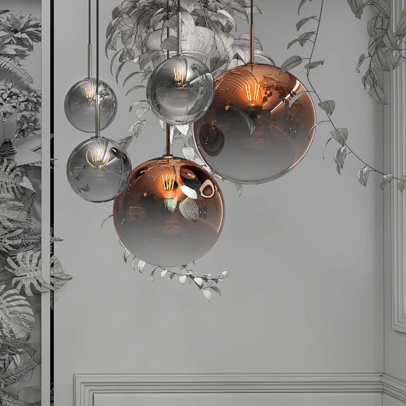 Lampă suspendată cupru 1xE14, formă glob, Palla Light Prestige - imagine 4
