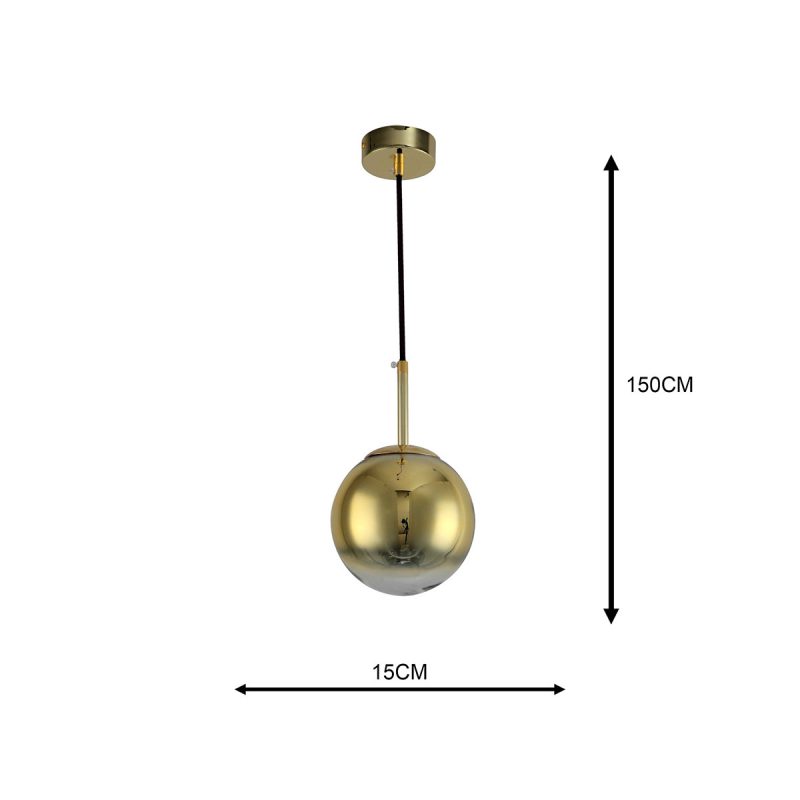 Lampă suspendată aurie 1xE14, formă glob, Palla Light Prestige