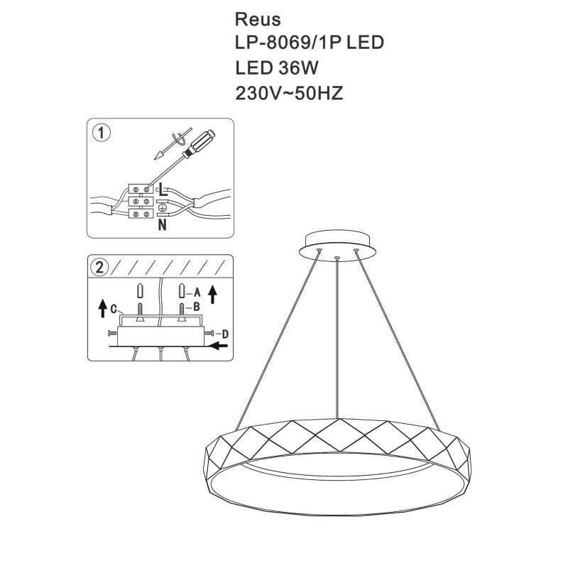 Lampă suspendată roz auriu LED 4000K, iluminat interior, Reus Light Prestige