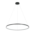 Lampă suspendată LED CCT neagră 80 cm, formă circulară, Ring Light Prestige