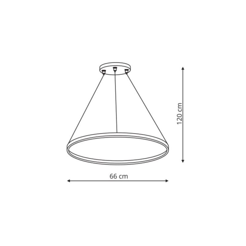 Lampă suspendată 66 cm neagră LED CCT, formă circulară, Ring Light Prestige - imagine 4