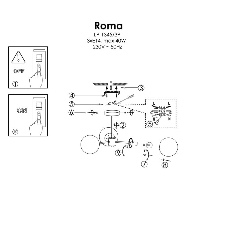 Lampă suspendată aurie 3xE14, stil baroc, Roma Light Prestige - imagine 4