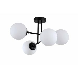 Lampă suspendată neagră 4xE14