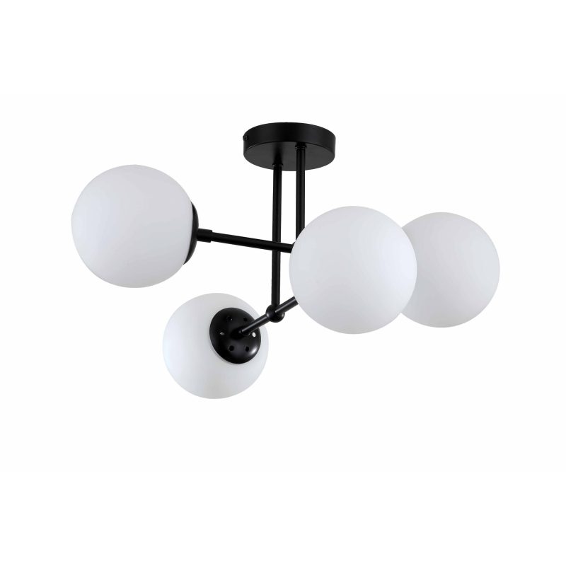 Lampă suspendată neagră 4xE14