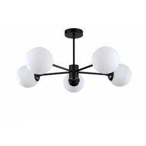 Lampă suspendată neagră 5xE14