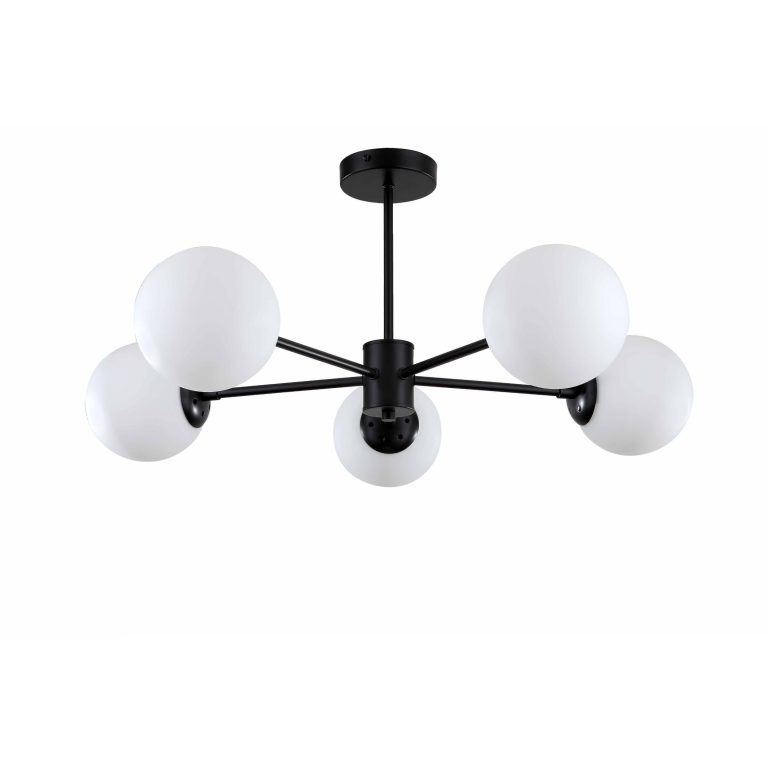 Lampă suspendată neagră 5xE14