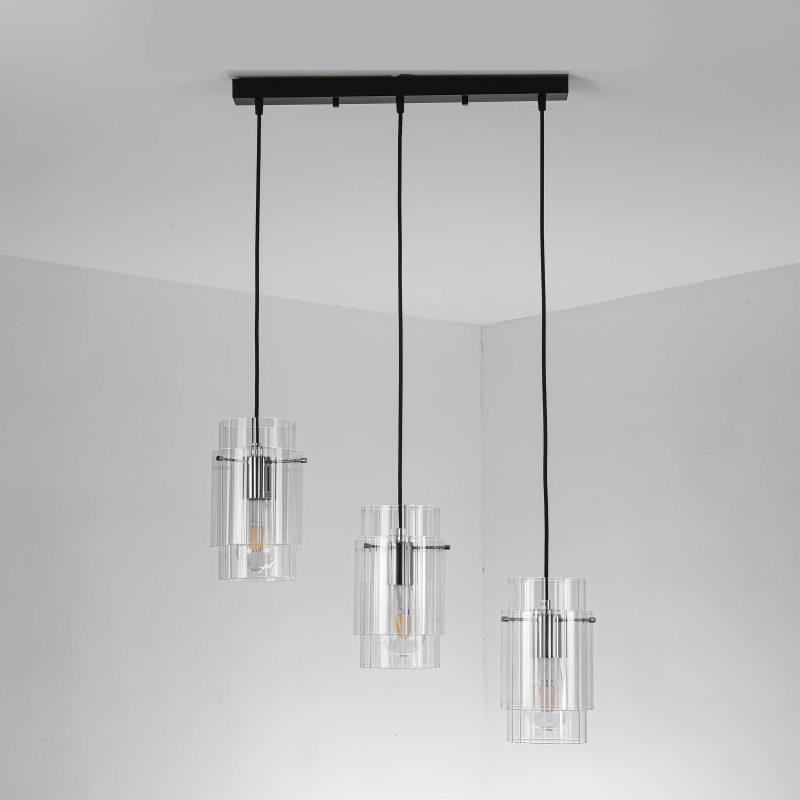 Lampă suspendată neagră 3xE27, iluminat interior, Savona Light Prestige