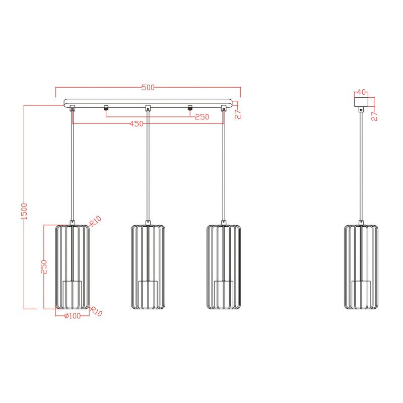 Lampă suspendată neagră 3xGU10, stil modern, Sintra Light Prestige