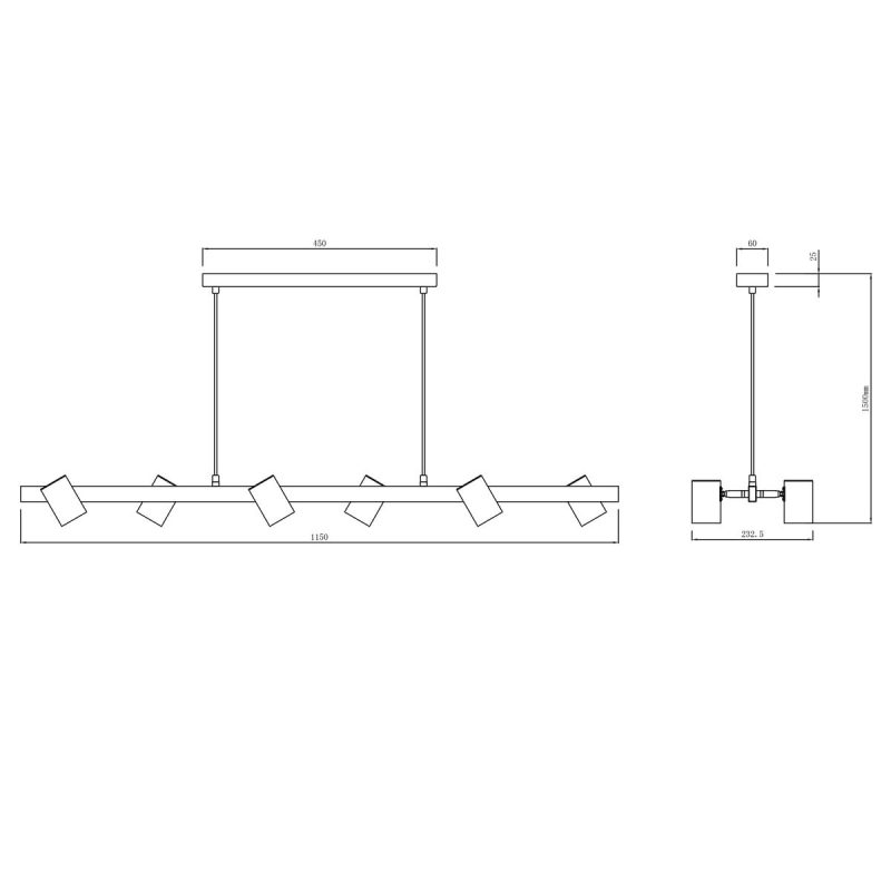 Lampă suspendată neagră 6xGU10, design industrial, Snow Light Prestige - imagine 10