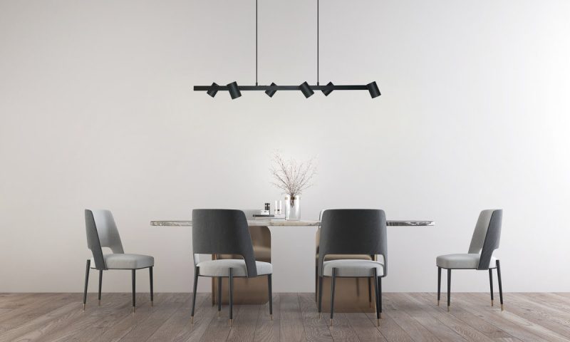 Lampă suspendată neagră 6xGU10, design industrial, Snow Light Prestige - imagine 5
