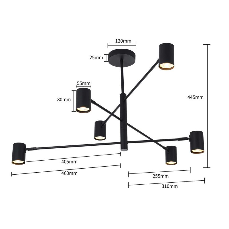 Lampă suspendată Snow 6 neagră 6xGU10 Light Prestige - imagine 6