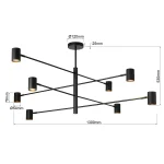 Lampă suspendată neagră 8xGU10, iluminat multipunct, Snow Light Prestige