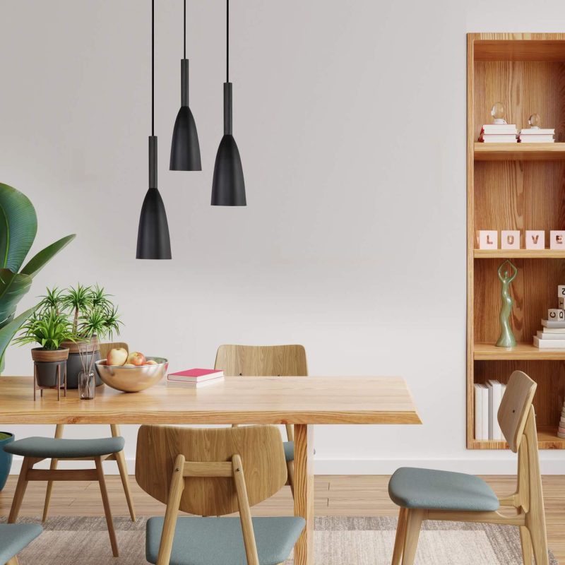 Lampă suspendată Solin 3 neagră 3xE27 Light Prestige - imagine 2