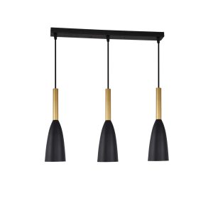 Lampă suspendată Solin 3 negru-aurie 3xE27 Light Prestige