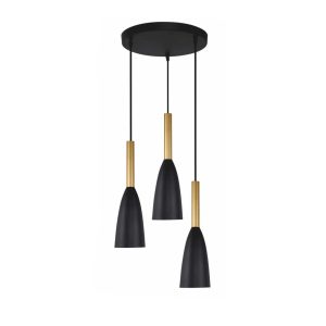 Lampă suspendată Solin 3 negru-aurie 3xE27 Light Prestige