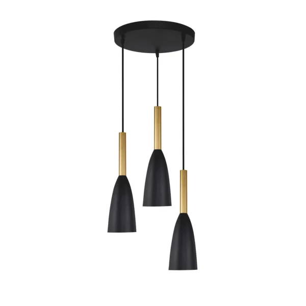 Lampă suspendată Solin 3 negru-aurie 3xE27 Light Prestige