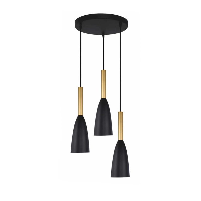 Lampă suspendată Solin 3 negru-aurie 3xE27 Light Prestige