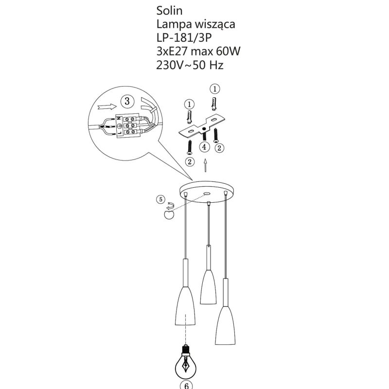 Lampă suspendată Solin 3 aurie 3xE27 Light Prestige - imagine 4