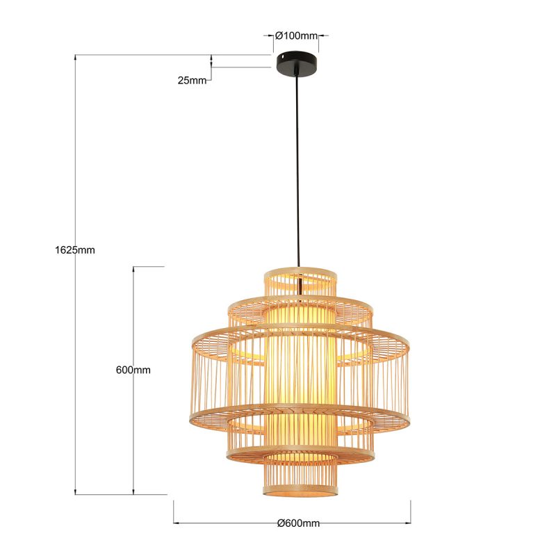 Lampă suspendată ratan 1xE27, design boho, Stela Light Prestige - imagine 6