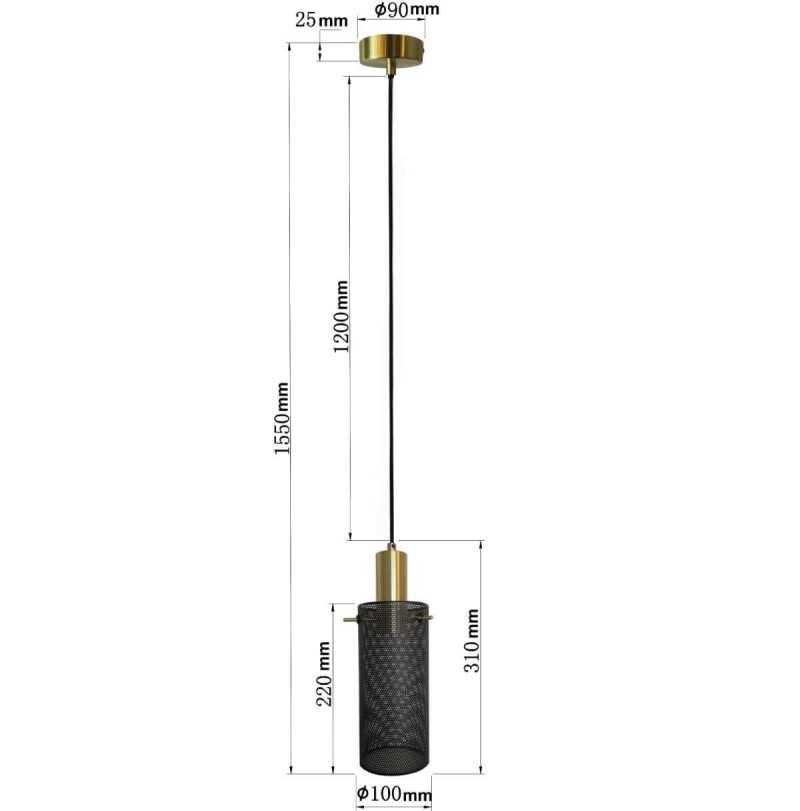 Lampă suspendată neagră 1xE27, design simplu, Tirana Light Prestige