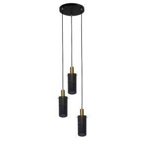 Lampă suspendată neagră 3xE27