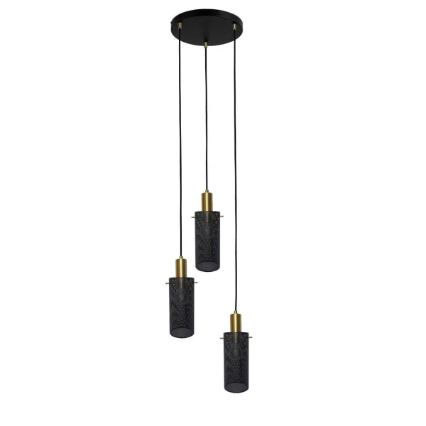 Lampă suspendată neagră 3xE27
