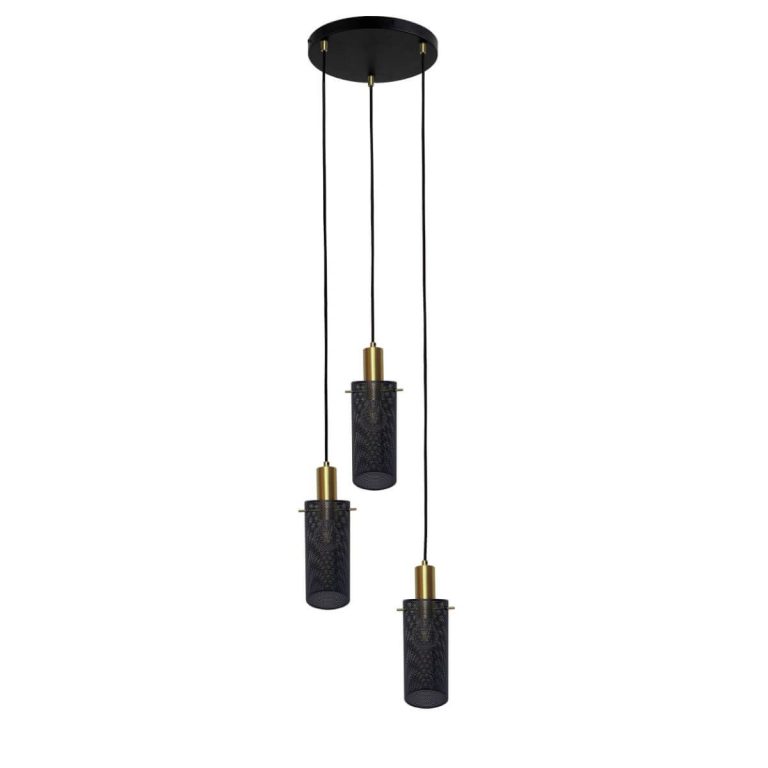 Lampă suspendată neagră 3xE27