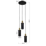 Lampă suspendată neagră 3xE27, iluminat interior, Tirana Light Prestige