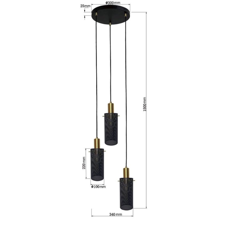 Lampă suspendată neagră 3xE27, iluminat interior, Tirana Light Prestige - imagine 7