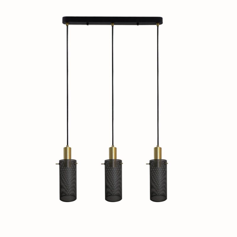Lampă suspendată neagră 3xE27