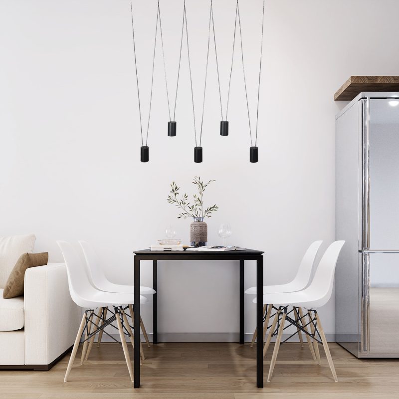 Lampă suspendată neagră 5xGU10, stil industrial, Toledo Light Prestige