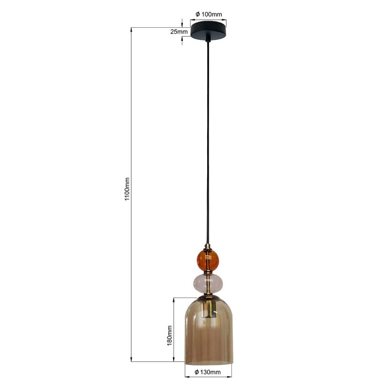 Lampă suspendată chihlimbar 1xE27, design vintage, Tropea Light Prestige - imagine 7