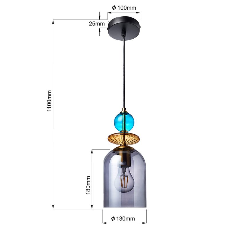Lampă suspendată fumurie 1xE27, stil modern, Tropea Light Prestige