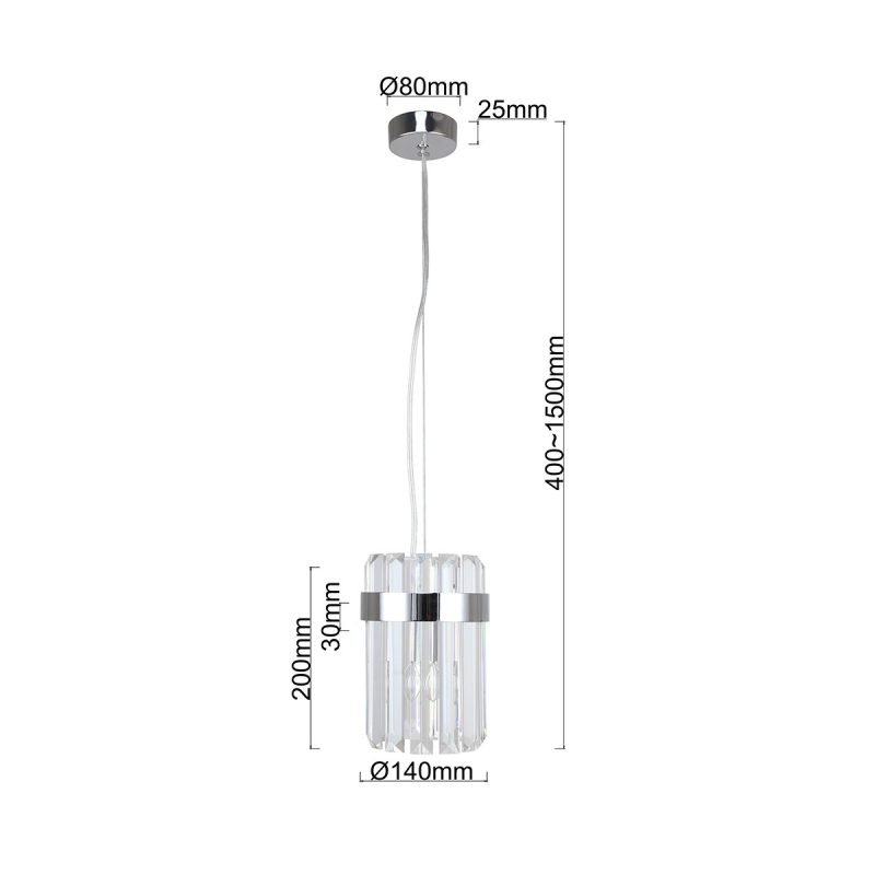 Lampă suspendată crom 1xE14, design elegant, Vetro Light Prestige