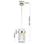 Lampă suspendată aurie 1xE14, design elegant, Vetro Light Prestige