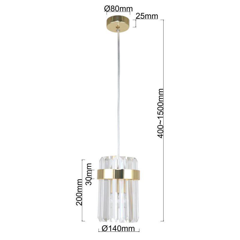 Lampă suspendată aurie 1xE14, design elegant, Vetro Light Prestige - imagine 4