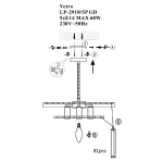 Lampă suspendată auriu antic 5xE14, design clasic, Vetro Light Prestige