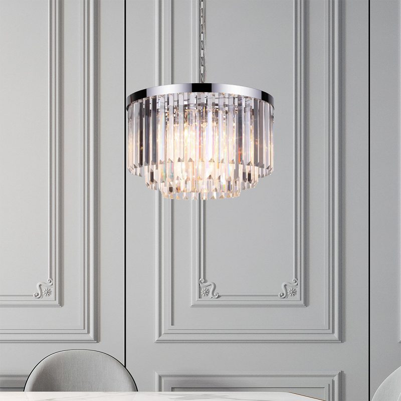 Lampă suspendată argintie 5xE14, stil vintage, Vetro Light Prestige - imagine 4