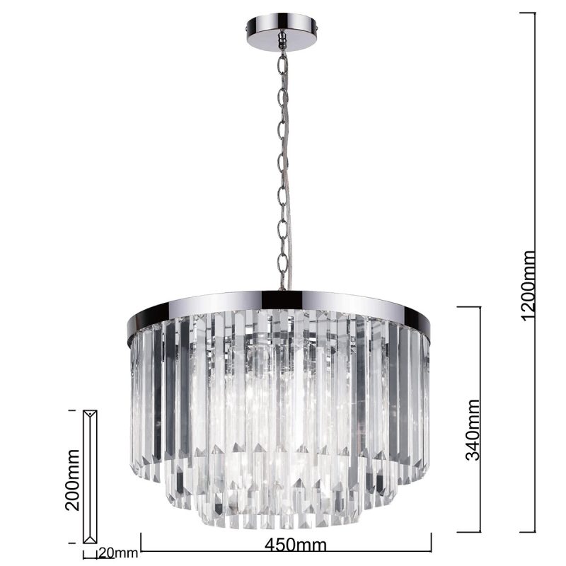 Lampă suspendată argintie 5xE14, stil vintage, Vetro Light Prestige - imagine 8