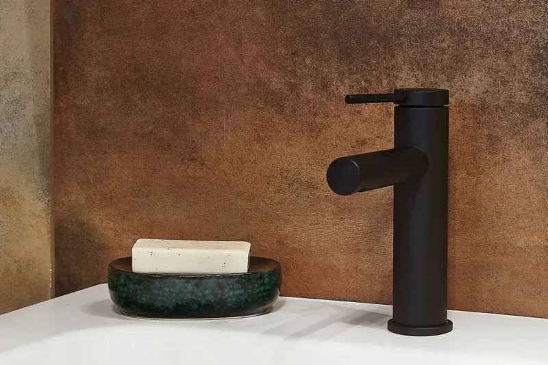 Săpunieră ceramică, neagră cu pete verzi, Beso, AWD02191926, AWD Interiors