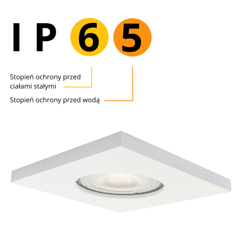Spot încastrat pătrat alb IP65 1xGU10, baie sau exterior, Lagos Light Prestige
